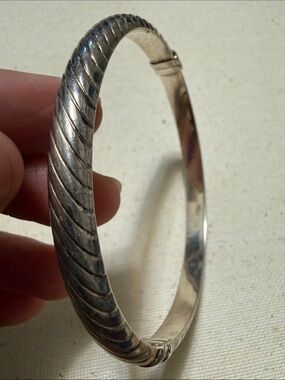 Sterling Silver 925 Italy Milor Textured Bangle Bracelet